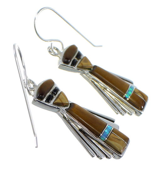 Sterling Silver Multicolor Hook Dangle Earrings YX52177