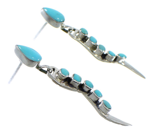 Turquoise Authentic Sterling Silver Southwest Post Dangle Earrings YX51868
