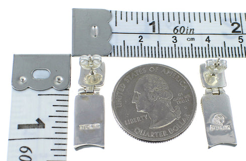 Southwest Turquoise And Opal Inlay Silver Earrings EX54026