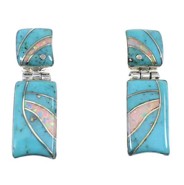 Turquoise And Opal Southwest Silver Earrings EX54027