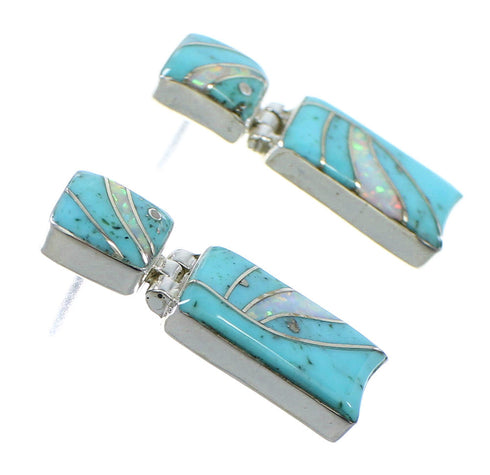 Turquoise And Opal Southwest Silver Earrings EX54027