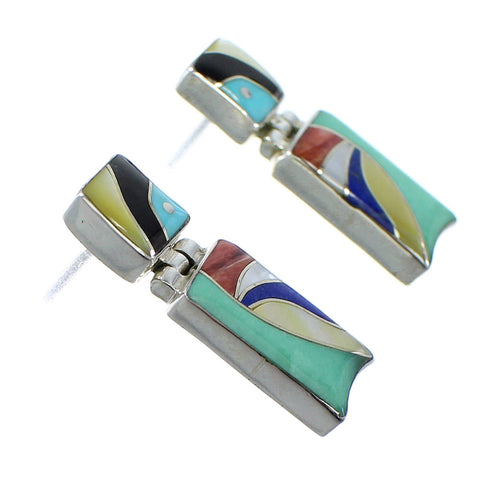 Multicolor Inlay Southwest Sterling Silver Earrings EX54028
