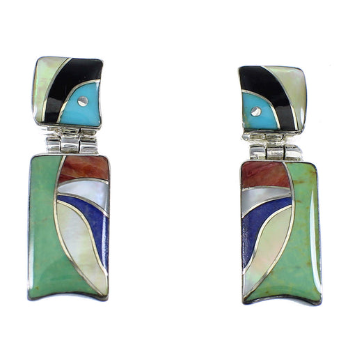 Southwest Multicolor Inlay Sterling Silver Earrings EX54030