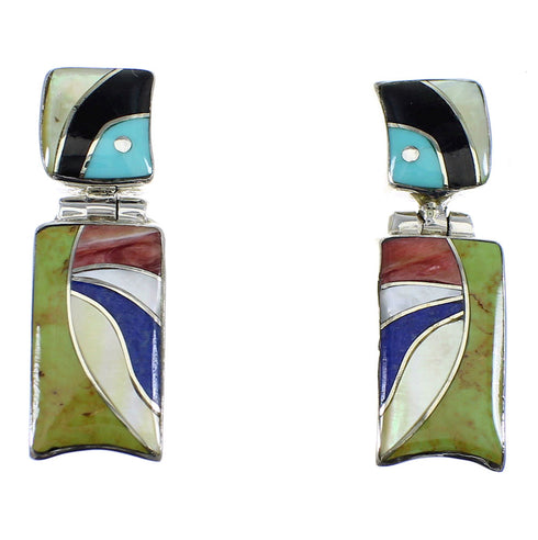 Multicolor Sterling Silver Post Dangle Earrings EX54033
