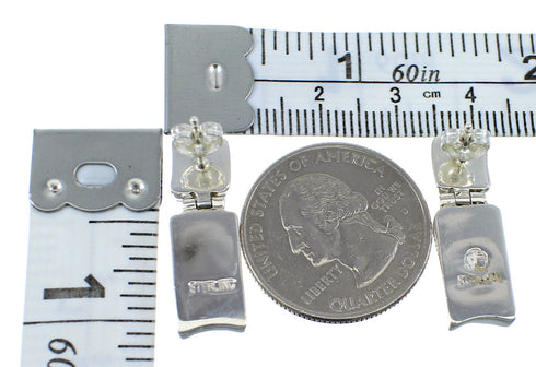 Genuine Sterling Silver Multicolor Inlay Earrings EX54034