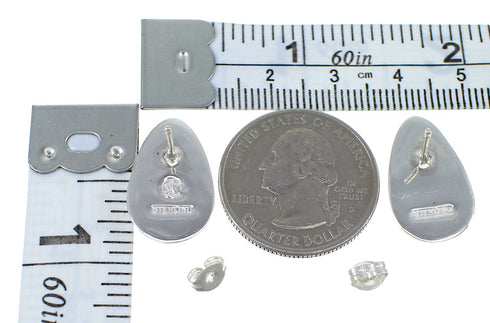 Multicolor Native American Pueblo Design Sterling Silver Tear Drop Earrings YX52348