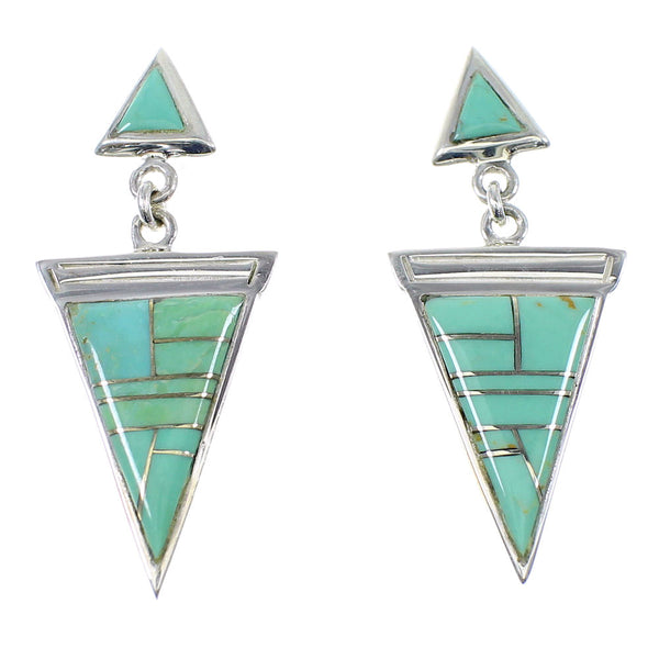 Sterling Silver Turquoise Post Dangle Southwestern Earrings YX52359