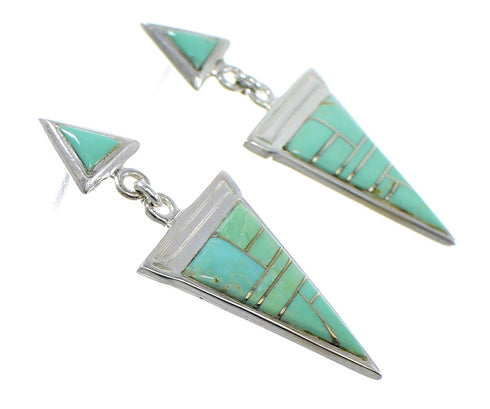Sterling Silver Turquoise Post Dangle Southwestern Earrings YX52359