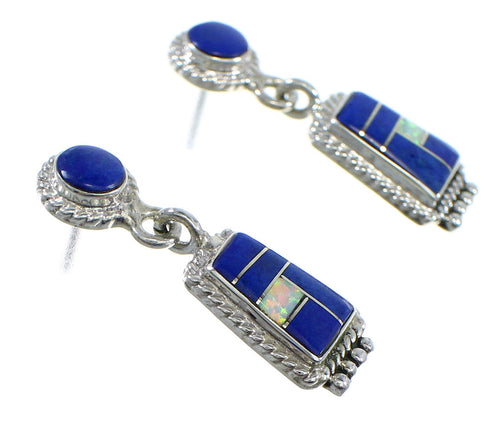 Lapis Opal Sterling Silver Post Dangle Earrings YX53503