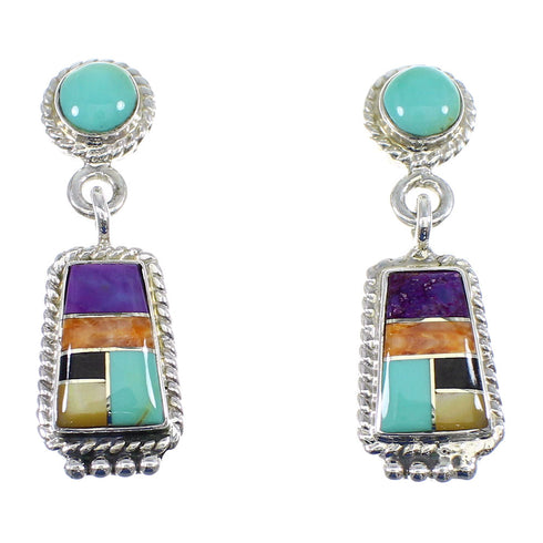 Multicolor Sterling Silver Post Dangle Earrings YX53521