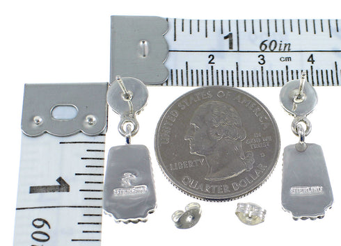 Sterling Silver Multicolor Inlay Post Dangle Earrings YX53524