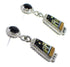 Multicolor Native American Village Design Silver Post Dangle Earrings YX53591