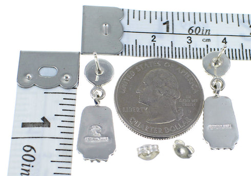Multicolor Native American Village Design Silver Post Dangle Earrings YX53591