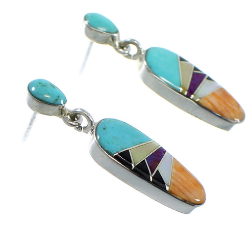 Sterling Silver Multicolor Inlay Southwestern Earrings YX53225