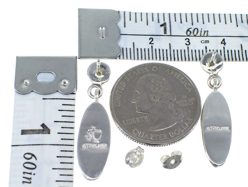 Sterling Silver Multicolor Inlay Post Dangle Earrings YX53281