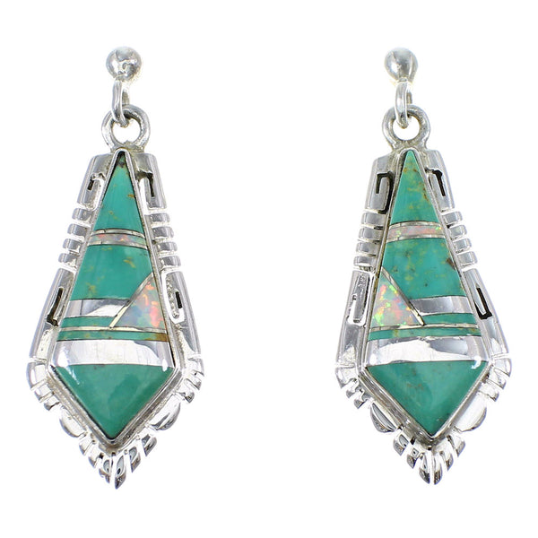 Opal Turquoise Inlay Sterling Silver Earrings RX55323