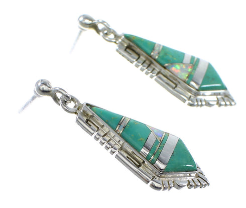Opal Turquoise Inlay Sterling Silver Earrings RX55323