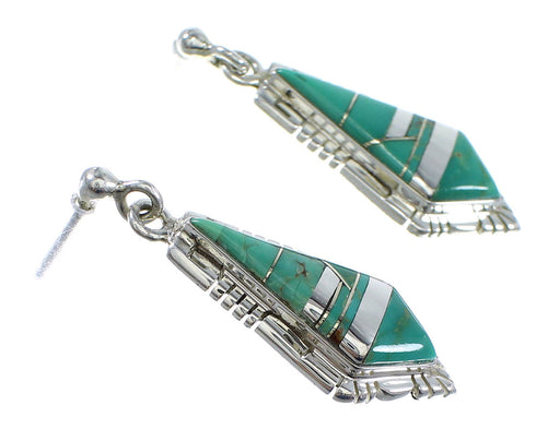 Southwest Turquoise Inlay Silver Earrings RX55326