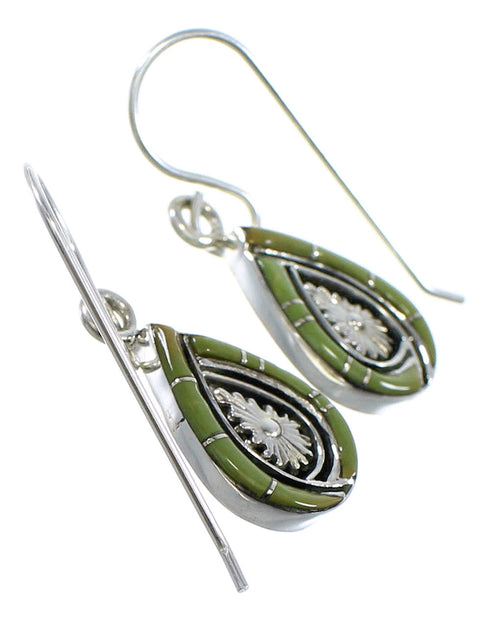 Authentic Sterling Silver Turquoise Tear Drop Hook Earrings RX55418