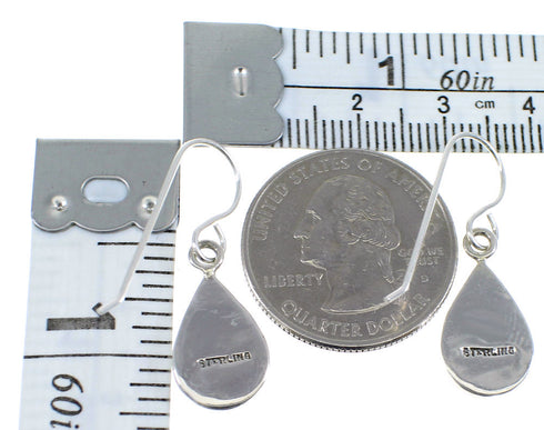 Authentic Sterling Silver Turquoise Tear Drop Hook Earrings RX55418