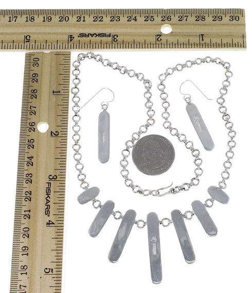 Sterling Silver Turquoise And Opal Southwest Necklace And Earring Set CX52671