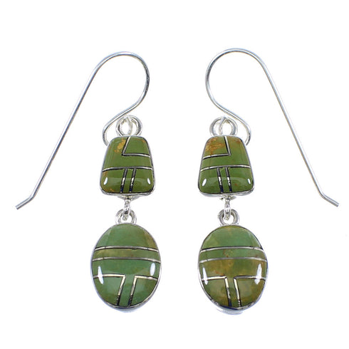 Turquoise Sterling Silver Hook Dangle Southwestern Earrings YX52597