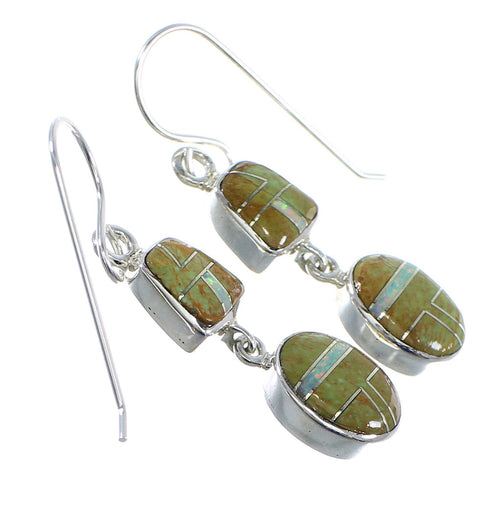 Turquoise And Opal Genuine Sterling Silver Hook Dangle Earrings YX52607
