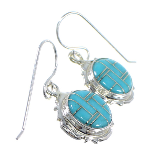 Turquoise And Silver Southwest Hook Earrings YX52616