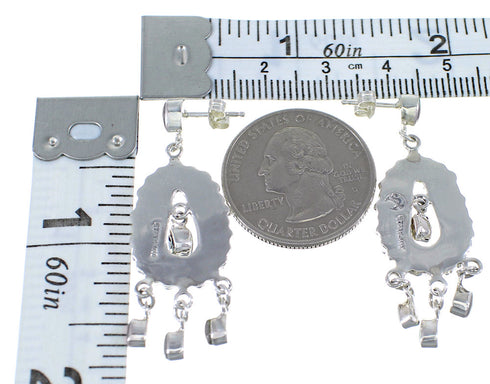 Southwestern Turquoise Sterling Silver Post Dangle Earrings YX53297