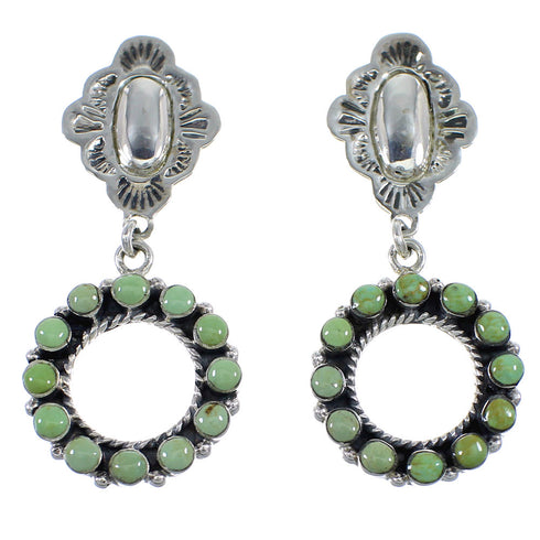 Southwestern Turquoise Silver Post Dangle Earrings YX53427