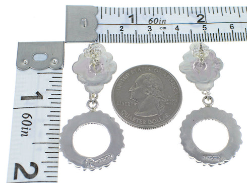 Southwestern Turquoise Silver Post Dangle Earrings YX53427