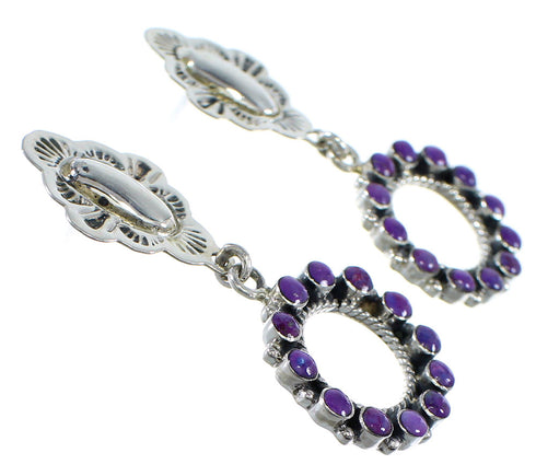 Magenta Turquoise Sterling Silver Post Dangle Southwestern Earrings YX53436