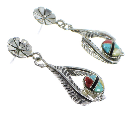 Multicolor Sterling Silver Feather Earrings YX53104