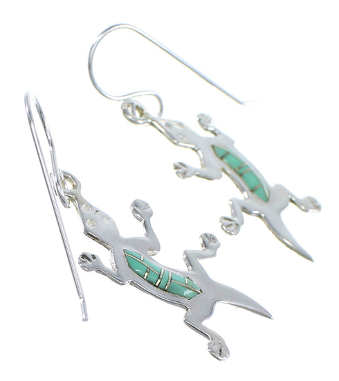 Southwest Lizard Turquoise Silver Hook Dangle Earrings YX52730