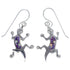 Magenta Turquoise And Opal Silver Hook Dangle Lizard Earrings YX52738