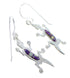 Magenta Turquoise And Opal Silver Hook Dangle Lizard Earrings YX52738