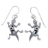 Jet And Mother Of Pearl Sterling Silver Lizard Hook Dangle Earings YX52751