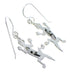 Jet And Mother Of Pearl Sterling Silver Lizard Hook Dangle Earings YX52751