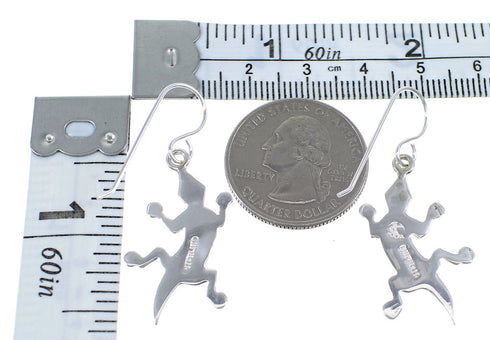 Jet And Mother Of Pearl Sterling Silver Lizard Hook Dangle Earings YX52751