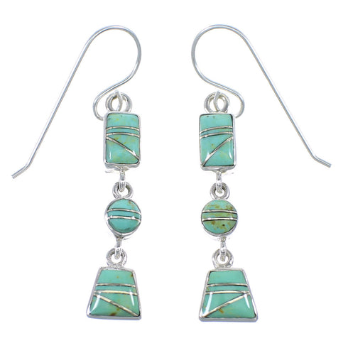 Turquoise Southwestern Sterling Silver Hook Dangle Earrings YX52778