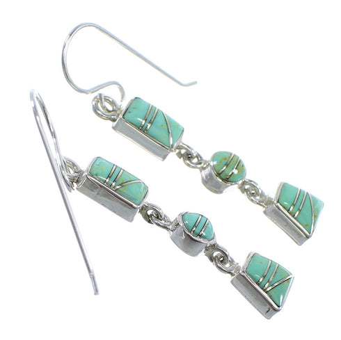Turquoise Southwestern Sterling Silver Hook Dangle Earrings YX52778