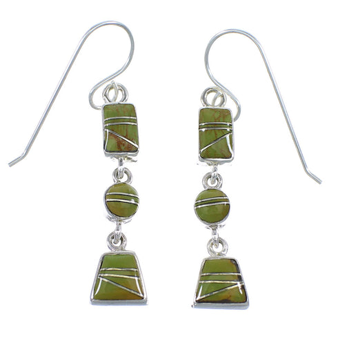 Southwestern Turquoise Sterling Silver Hook Dangle Earrings YX52784