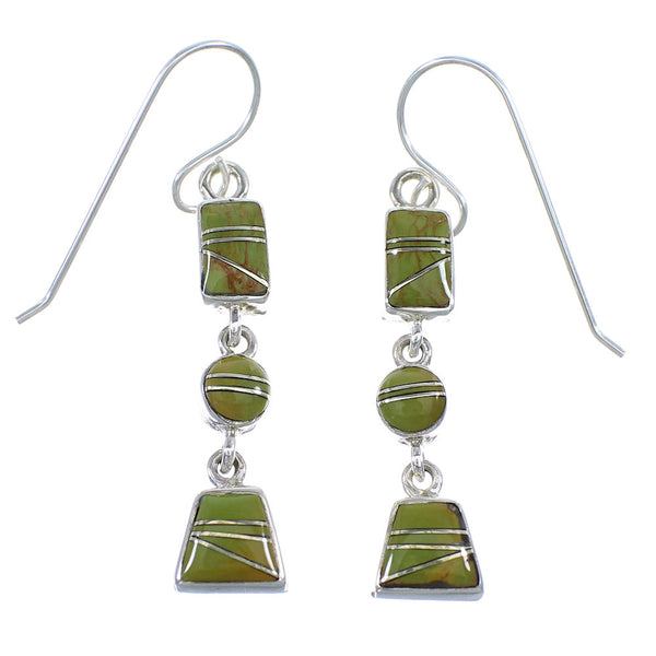 Southwestern Turquoise Sterling Silver Hook Dangle Earrings YX52784