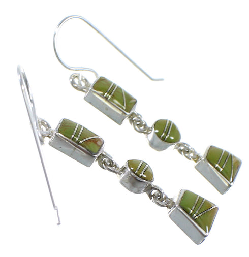 Southwestern Turquoise Sterling Silver Hook Dangle Earrings YX52784