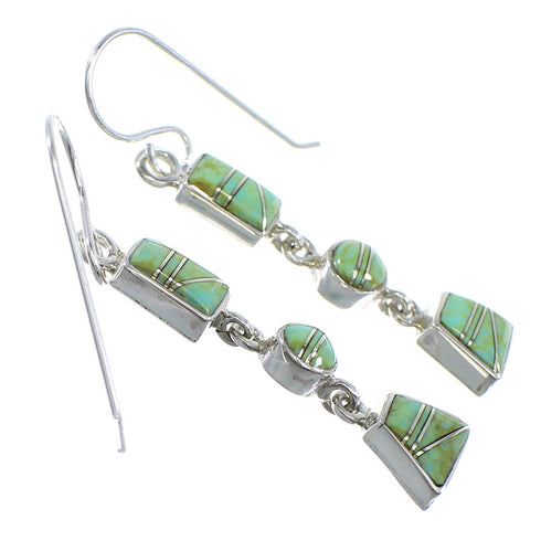 Southwestern Turquoise Sterling Silver Hook Dangle Earrings YX52786