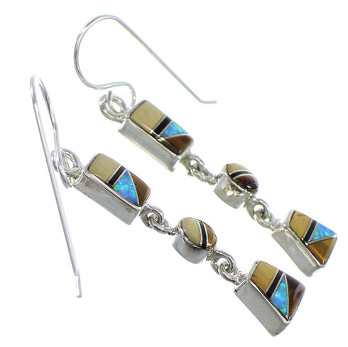Multicolor Sterling Silver Southwestern Hook Dangle Earrings YX52794