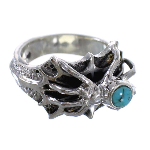 Southwestern Turquoise Sterling Silver Spider Ring Size 5-1/4 AX52965