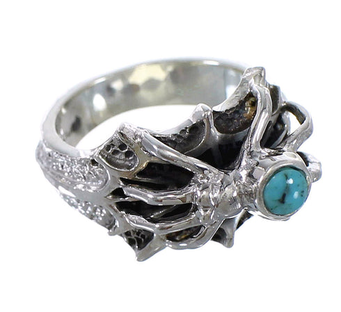 Southwestern Turquoise Sterling Silver Spider Ring Size 5-1/4 AX52965
