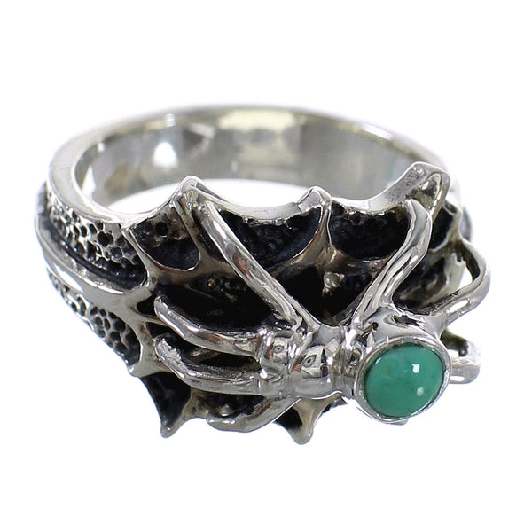 Turquoise Southwestern Authentic Sterling Silver Spider Ring Size 5 AX52983