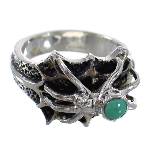 Turquoise Silver Southwestern Spider Ring Size 8-1/4 AX53010